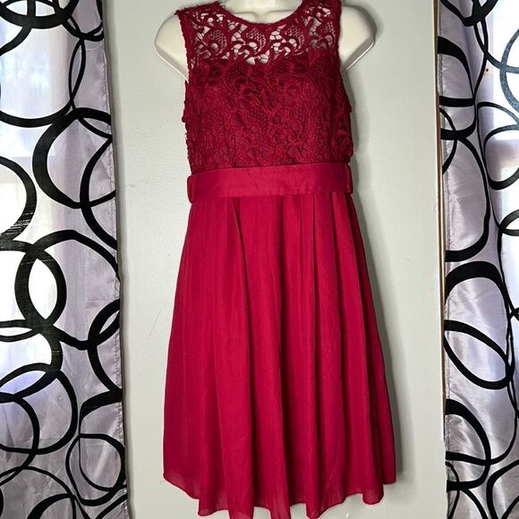 Zanzea Women's Floral Lace Chiffon Sheer Neckline Dress Short Party Dress - Picture 1 of 12